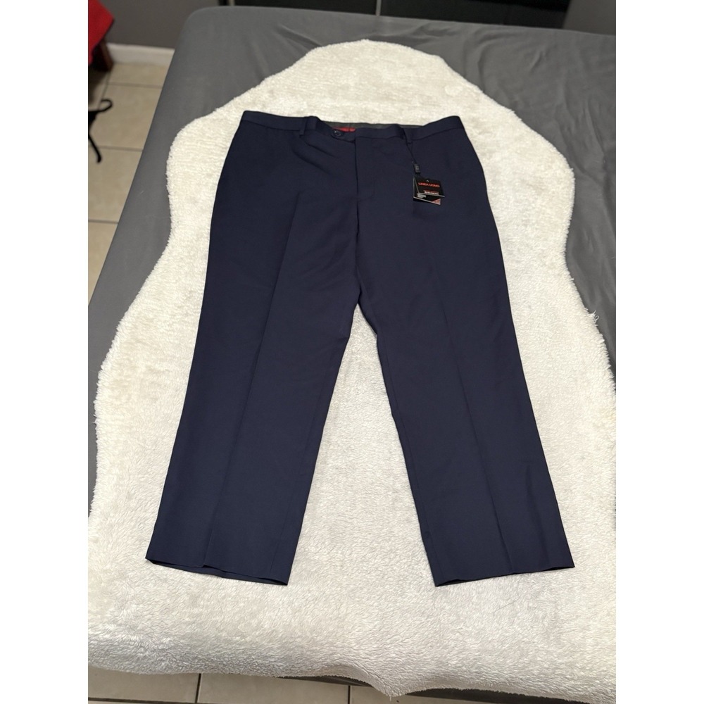 Linea Uomo Dress Pants Mens 40x30 Navy Blue  Business Professional Wool Slacks